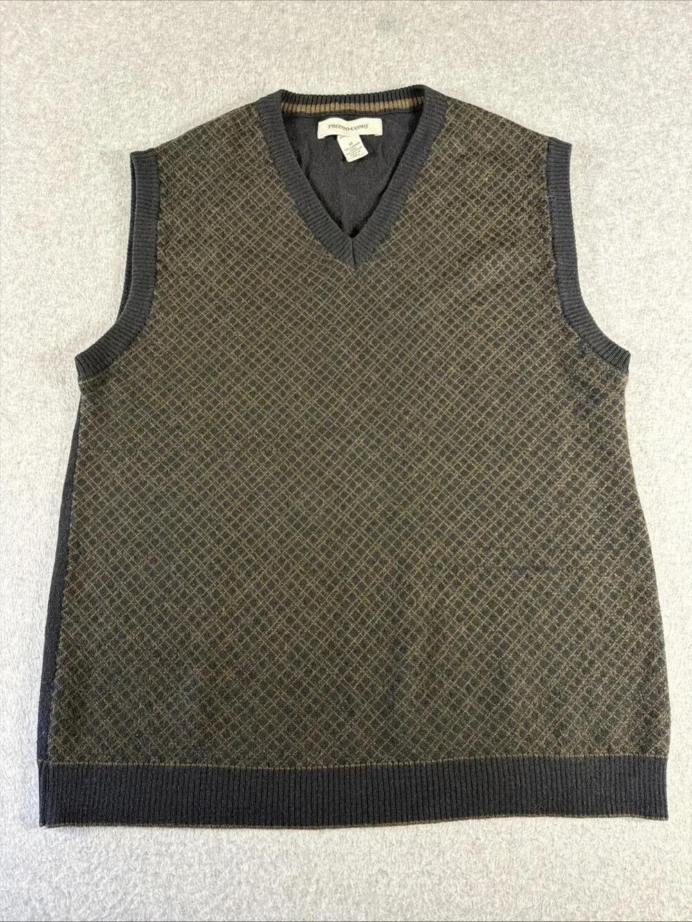 Pronto-Uomo Men's Merino 50% Wool Knit Sweater Vest Brown V-Neck Ribbed M